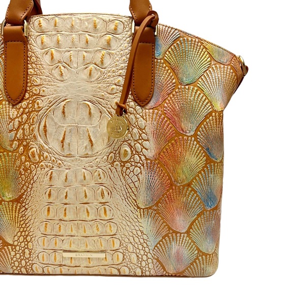 Brahmin Large Duxbury Satchel Scallop Bondi Pastel Seashell Embossed Leather - Picture 3 of 13
